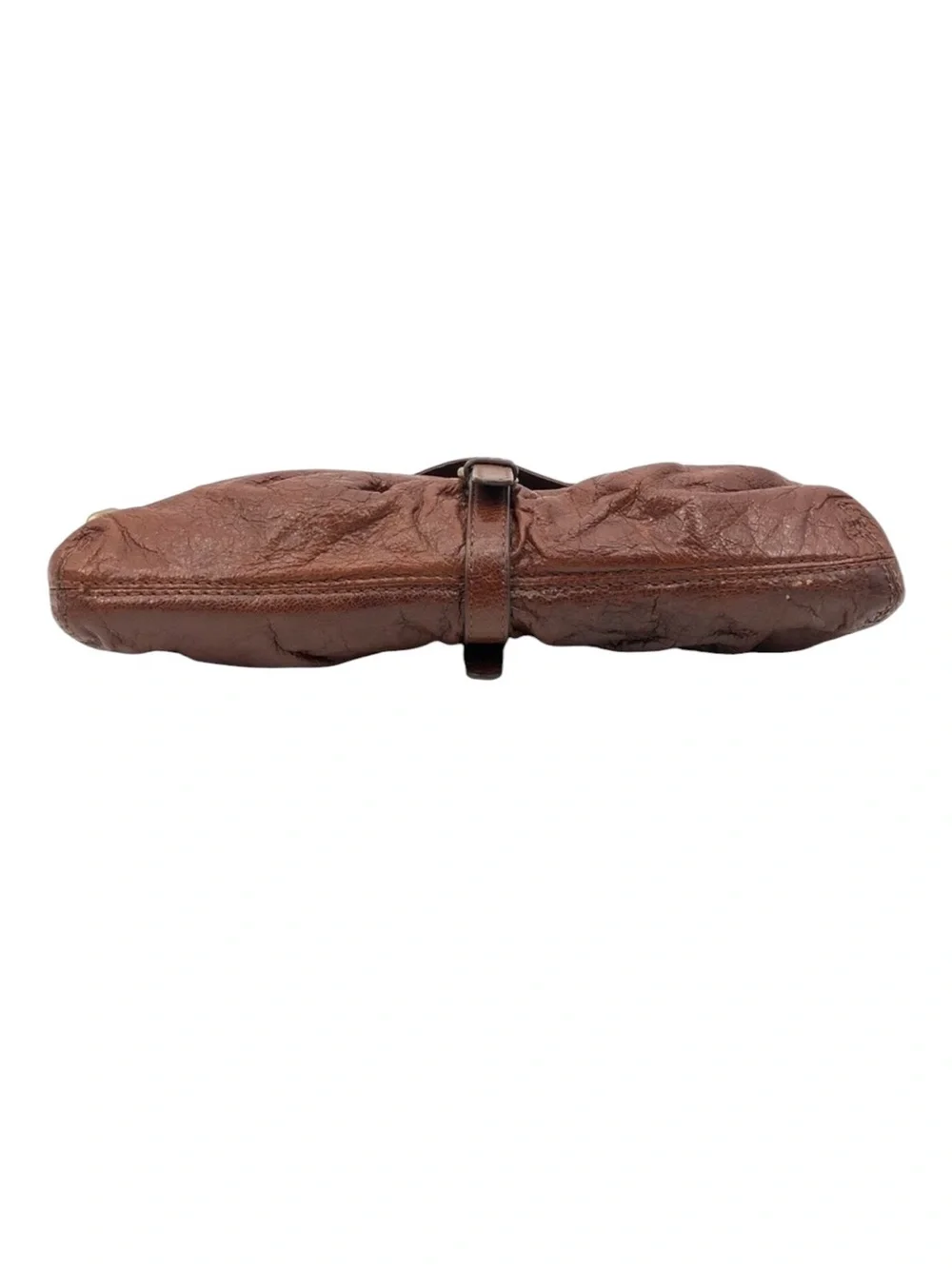 Kooba Women’s Olivia British Tan Glazed Leather Baguette Bag Y2K Shoulder Purse